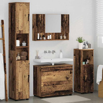 Bathroom Furniture Set 4 pcs Old Wood Engineered Wood and Metal
