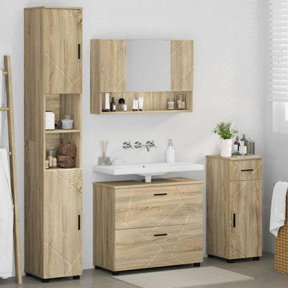 Bathroom Furniture Set with Drawer with Shelf 4 pcs Sonoma Oak