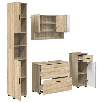 Bathroom Furniture Set with Drawer with Shelf 4 pcs Sonoma Oak