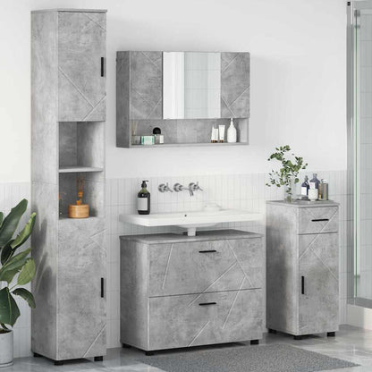 Bathroom Furniture Set with Drawer 4 pcs Concrete Grey