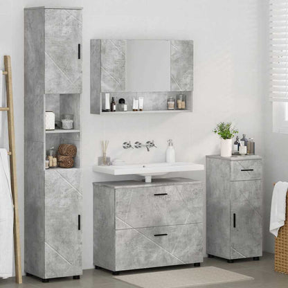 Bathroom Furniture Set with Drawer 4 pcs Concrete Grey