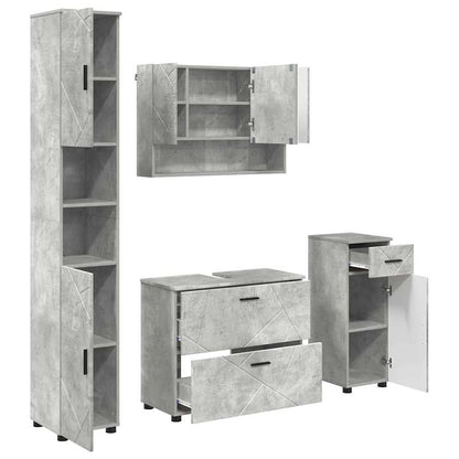 Bathroom Furniture Set with Drawer 4 pcs Concrete Grey