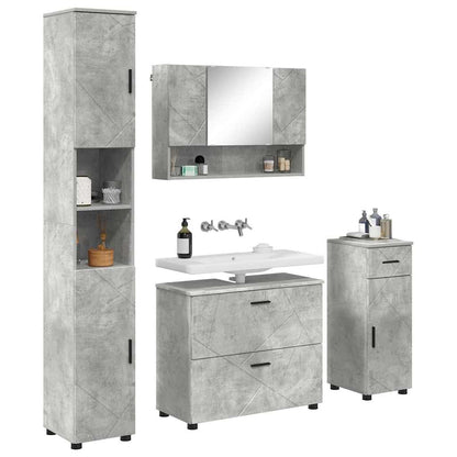 Bathroom Furniture Set with Drawer 4 pcs Concrete Grey