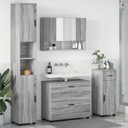 Bathroom Furniture Set with Drawer with Shelf 4 pcs Grey Sonoma