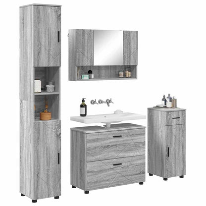 Bathroom Furniture Set with Drawer with Shelf 4 pcs Grey Sonoma