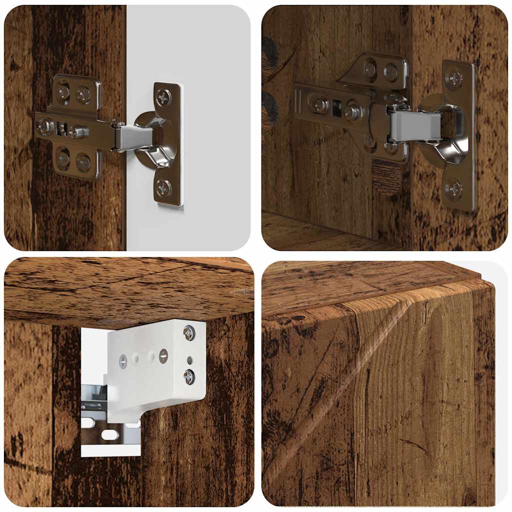 Bathroom Furniture Set 4 pcs Old Wood Engineered Wood and Metal