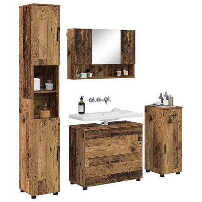 Bathroom Furniture Set 4 pcs Old Wood Engineered Wood and Metal