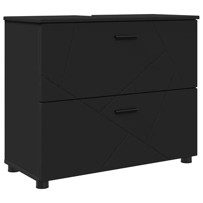 Bathroom Furniture Set 5 pcs Black Engineered Wood and Metal