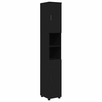 Bathroom Furniture Set 5 pcs Black Engineered Wood and Metal