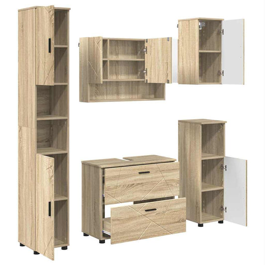 Bathroom Furniture Set 5 pcs Sonoma Oak