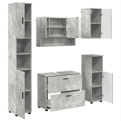 Bathroom Furniture Set with Drawer 5 pcs Concrete Grey