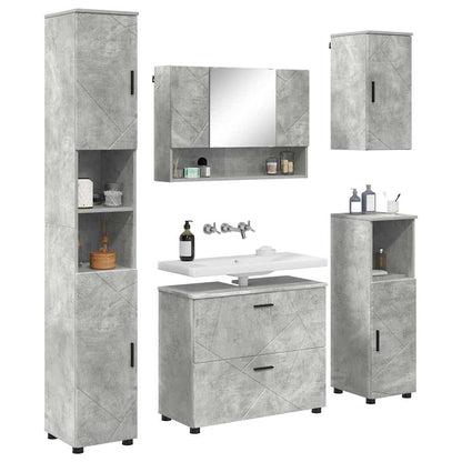 Bathroom Furniture Set with Drawer 5 pcs Concrete Grey