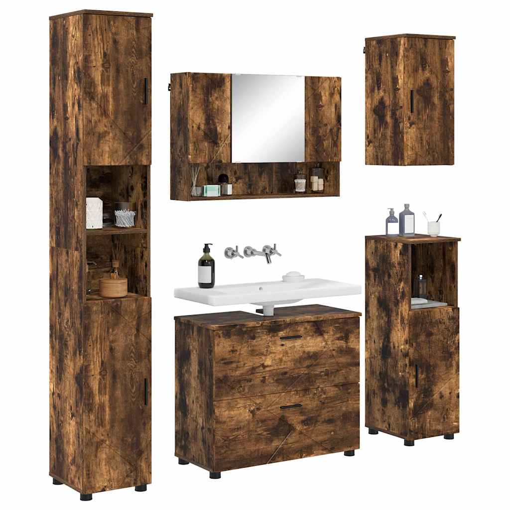 Bathroom Furniture Set 5 pcs Smoked Oak