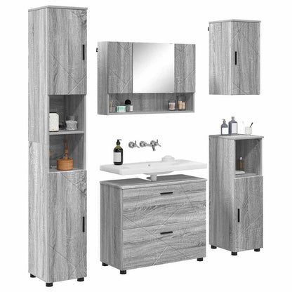 Bathroom Furniture Set with Drawer with Shelf 5 pcs Grey Sonoma