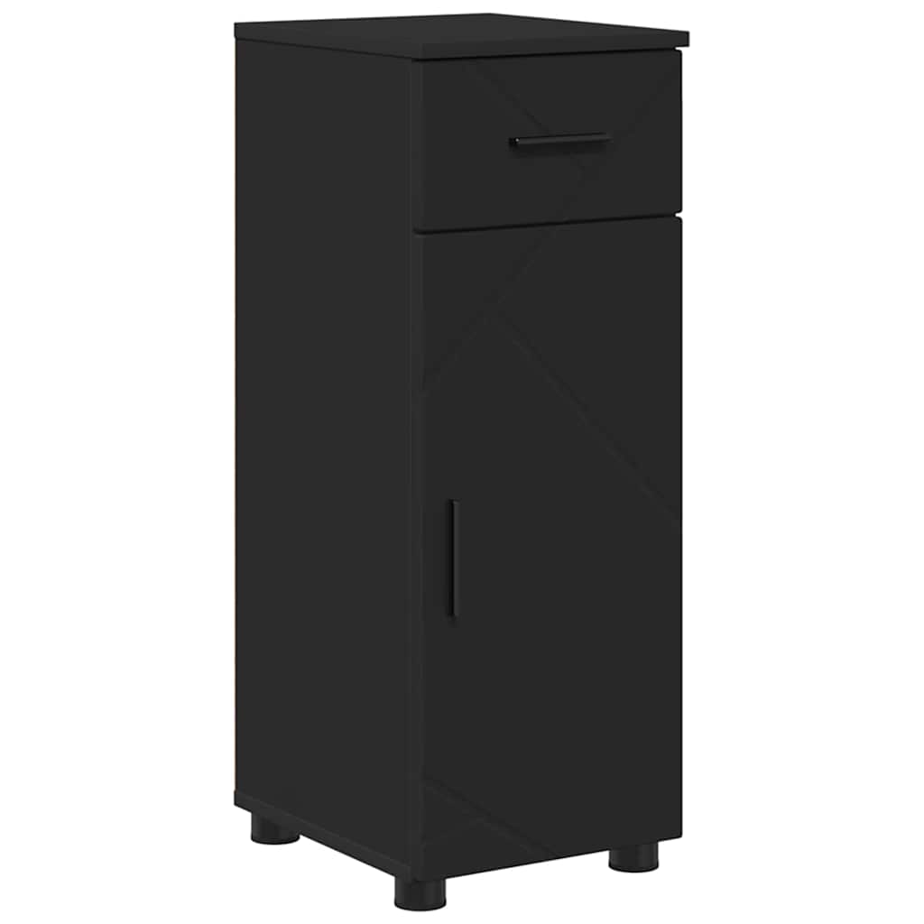 Bathroom Furniture Set 5 pcs Black Engineered Wood and Metal