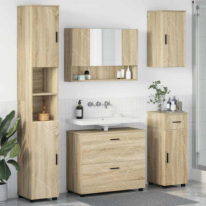 Bathroom Furniture Set with Drawer with Shelf 5 pcs Sonoma Oak