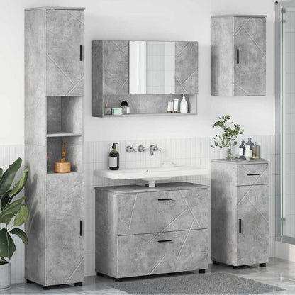 Bathroom Furniture Set with Drawer 5 pcs Concrete Grey