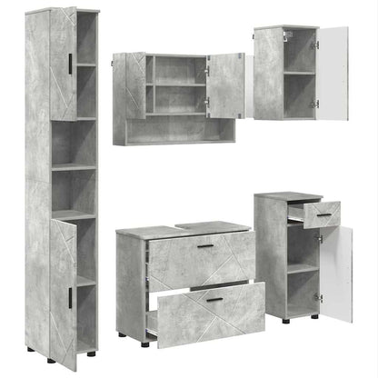 Bathroom Furniture Set with Drawer 5 pcs Concrete Grey