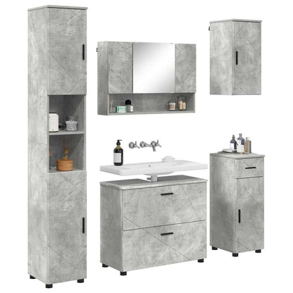 Bathroom Furniture Set with Drawer 5 pcs Concrete Grey