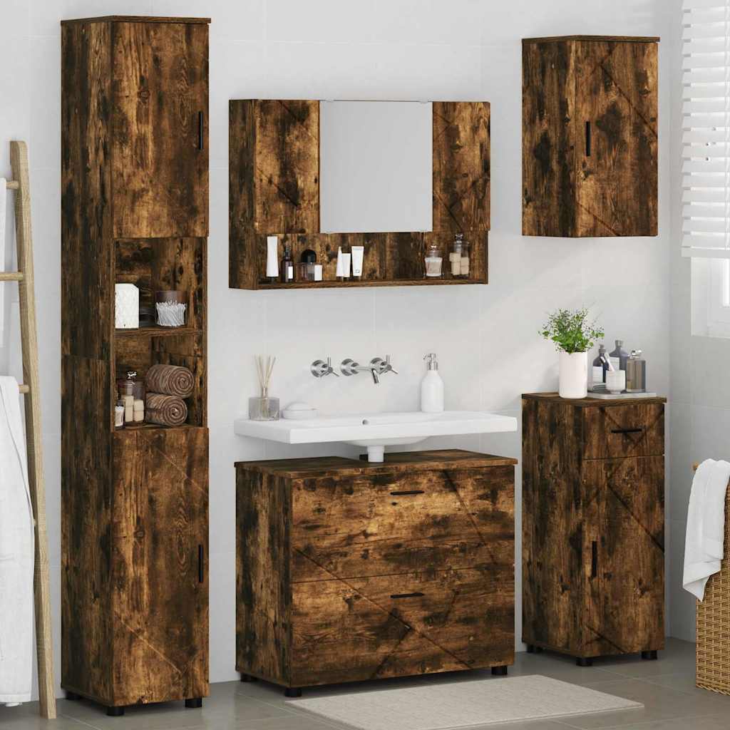 Bathroom Furniture Set 5 pcs Smoked Oak