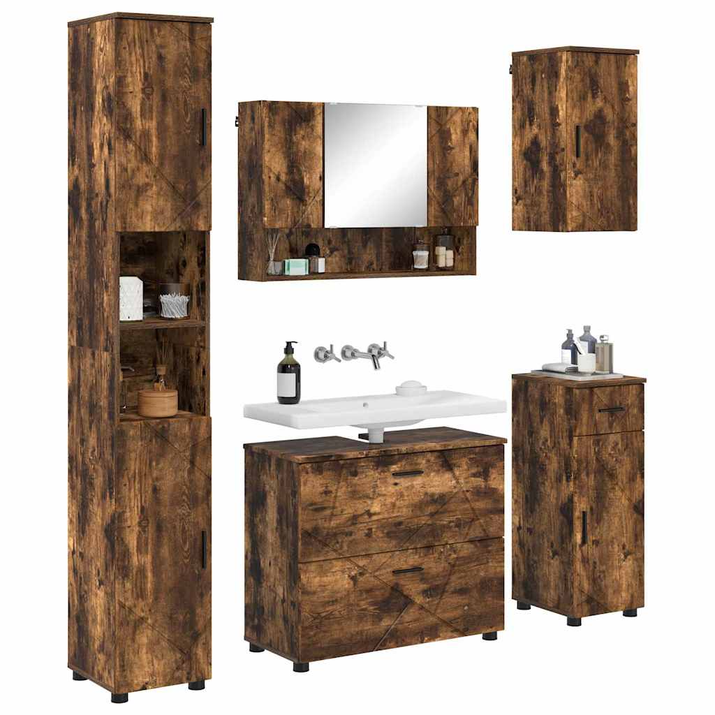 Bathroom Furniture Set 5 pcs Smoked Oak