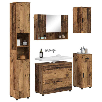 Bathroom Furniture Set 5 pcs Old Wood Engineered Wood and Metal