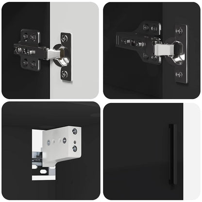 Bathroom Furniture Set 4 pcs Black Engineered Wood and Metal