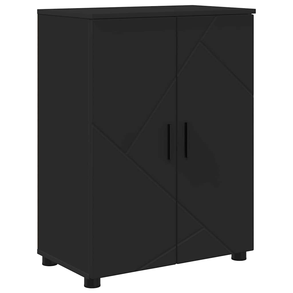 Bathroom Furniture Set 4 pcs Black Engineered Wood and Metal