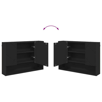 Bathroom Furniture Set 4 pcs Black Engineered Wood and Metal