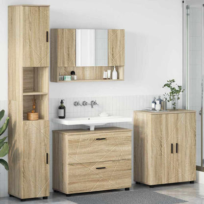 Bathroom Furniture Set with Drawer with Shelf 4 pcs Sonoma Oak