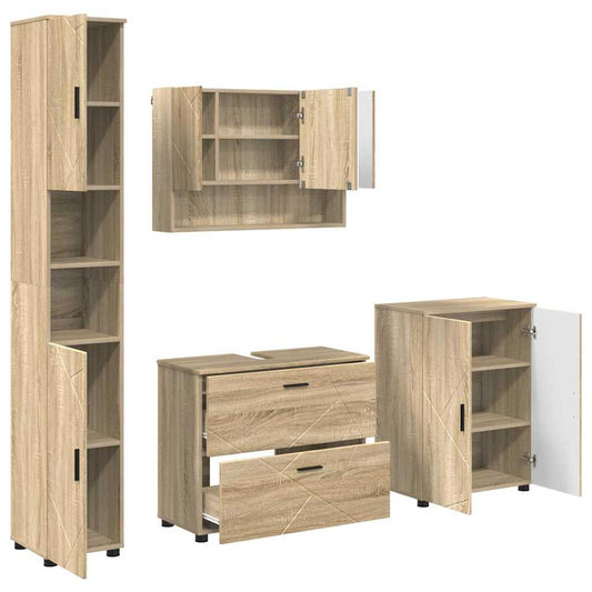 Bathroom Furniture Set 4 pcs Sonoma Oak