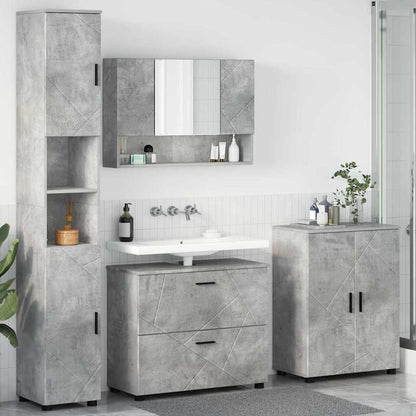 Bathroom Furniture Set with Drawer 4 pcs Concrete Grey