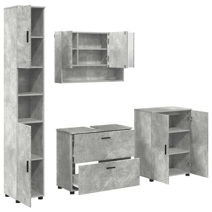 Bathroom Furniture Set with Drawer 4 pcs Concrete Grey