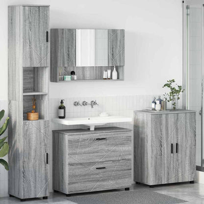 Bathroom Furniture Set with Drawer with Shelf 4 pcs Grey Sonoma