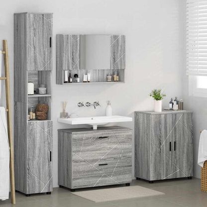 Bathroom Furniture Set with Drawer with Shelf 4 pcs Grey Sonoma