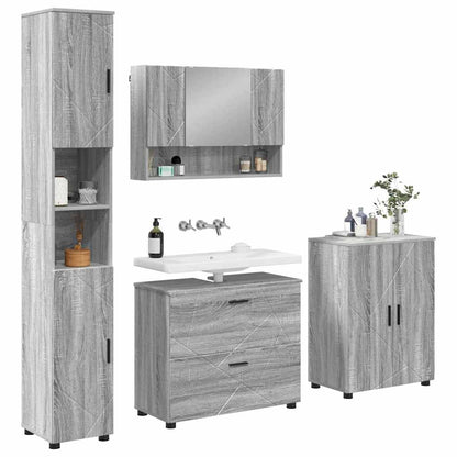 Bathroom Furniture Set with Drawer with Shelf 4 pcs Grey Sonoma
