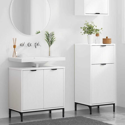 Bathroom Furniture Set 2 pcs White Engineered Wood and Metal