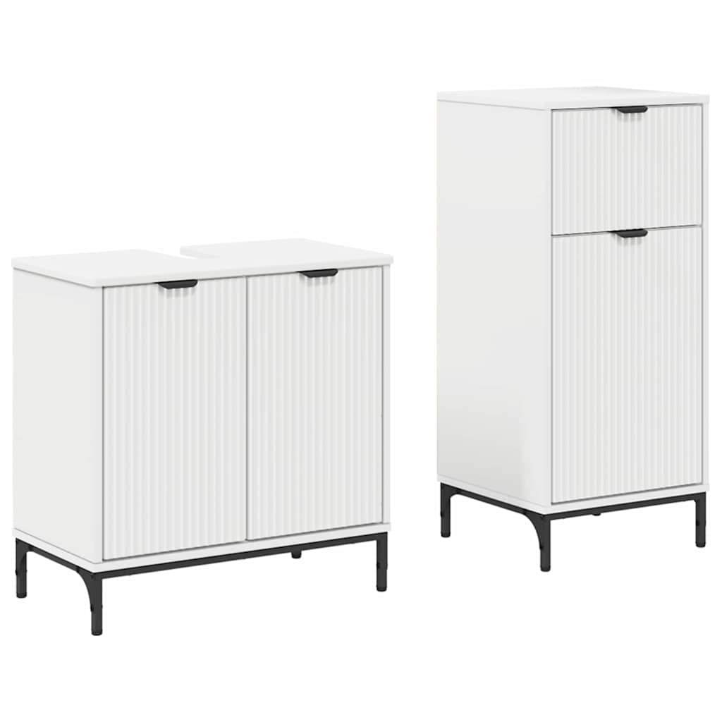 Bathroom Furniture Set 2 pcs White Engineered Wood and Metal