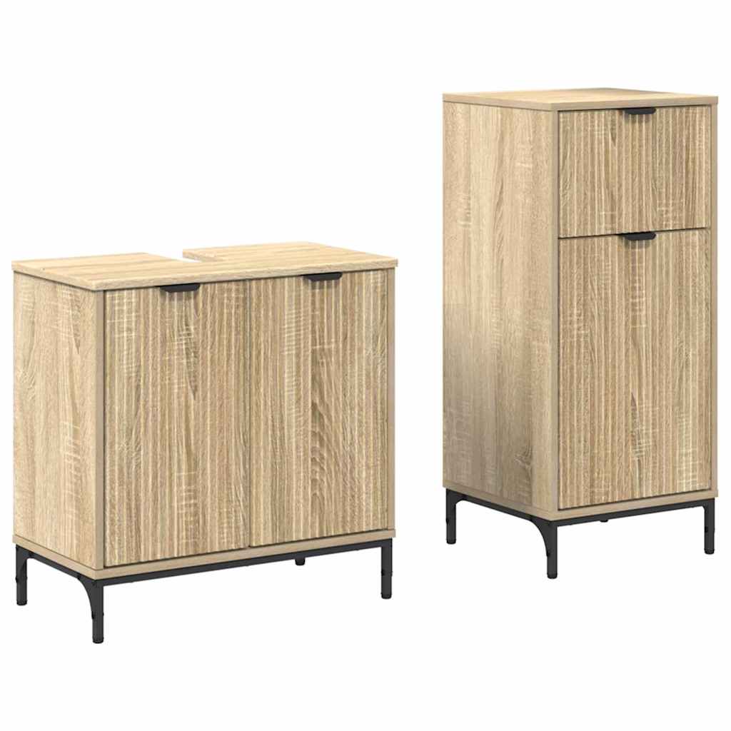 Bathroom Furniture Set with Drawer with Shelf 2 pcs Sonoma Oak
