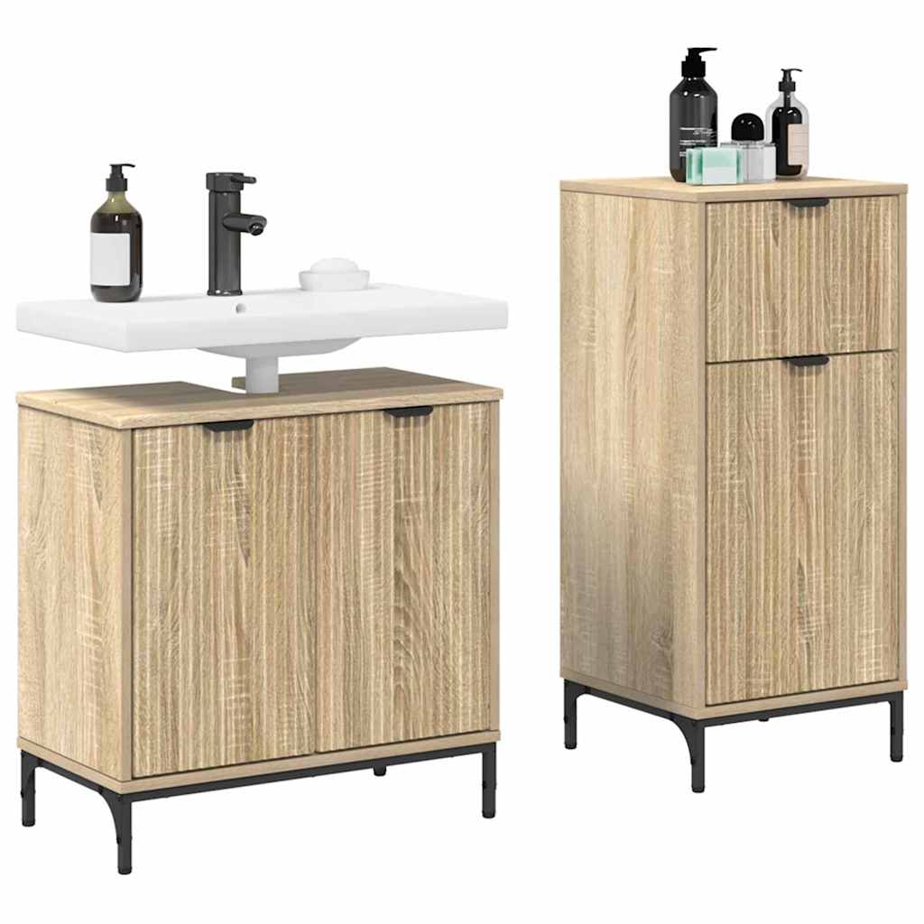 Bathroom Furniture Set with Drawer with Shelf 2 pcs Sonoma Oak