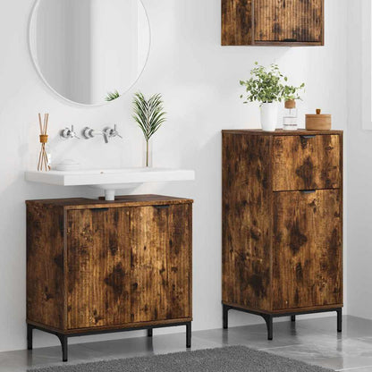Bathroom Furniture Set with Drawer with Shelf 2 pcs Smoked Oak