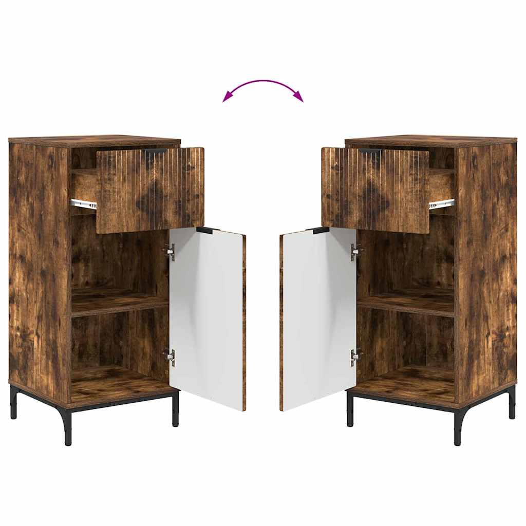 Bathroom Furniture Set with Drawer with Shelf 2 pcs Smoked Oak