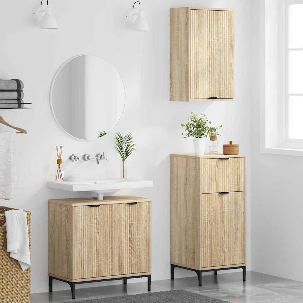 Bathroom Furniture Set 3 pcs Sonoma oak Engineered wood