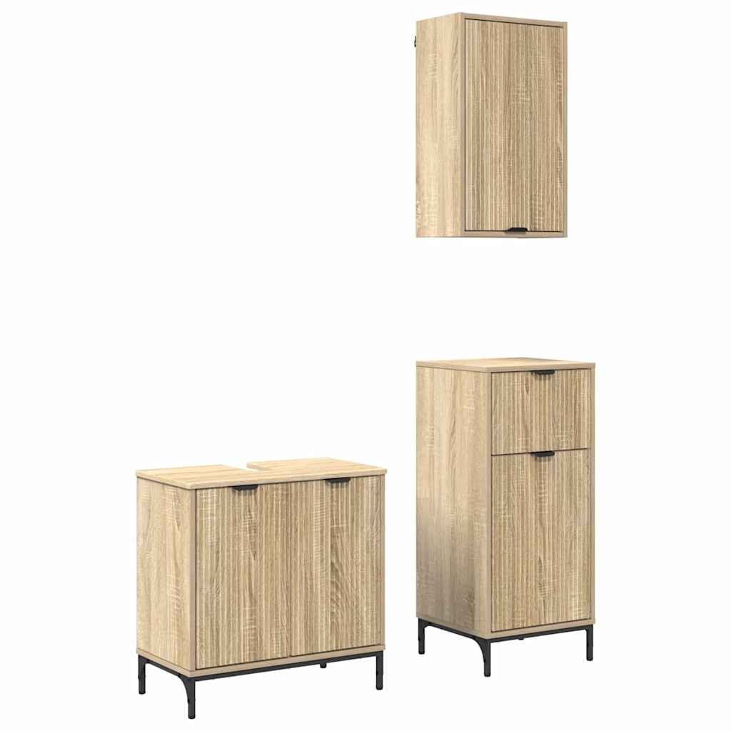 Bathroom Furniture Set 3 pcs Sonoma oak Engineered wood