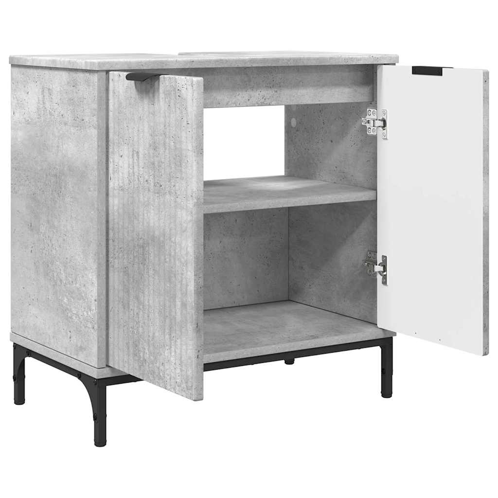 Bathroom Furniture Set 3 pcs Concrete grey Engineered wood