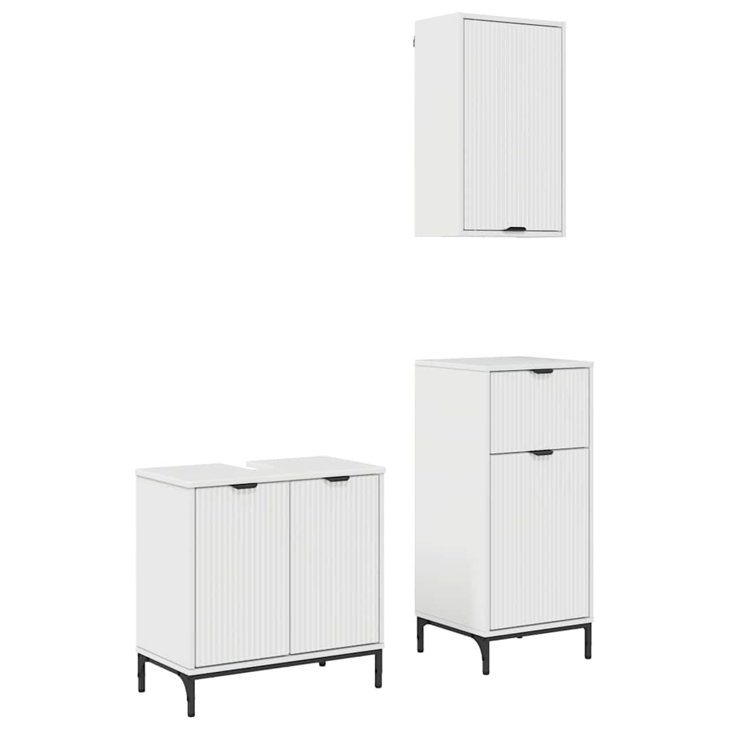 Bathroom Furniture Set 3 pcs High gloss white Engineered wood