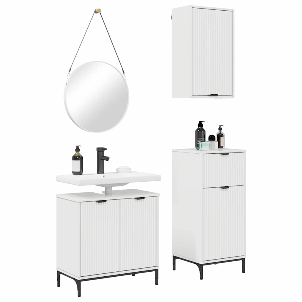 Bathroom Furniture Set 3 pcs High gloss white Engineered wood