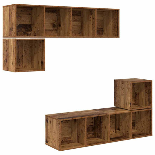 TV Cabinet Set 4 pcs Old Wood Engineered Wood