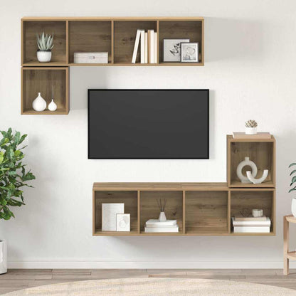 TV Cabinet Set 4 pcs Artisan Oak Engineered Wood