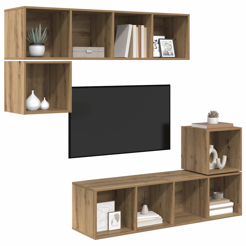 TV Cabinet Set 4 pcs Artisan Oak Engineered Wood